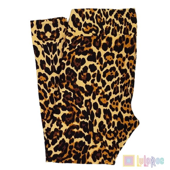 LulaRoe Leggings Leopard Print Black/Brown/Peach ONE SIZE (2-12) - Picture 2 of 11